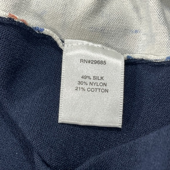 Pendleton Paisley Cardigan Sweater Women's Size Small Navy Blue Silk Nylon Blend - Picture 8 of 9